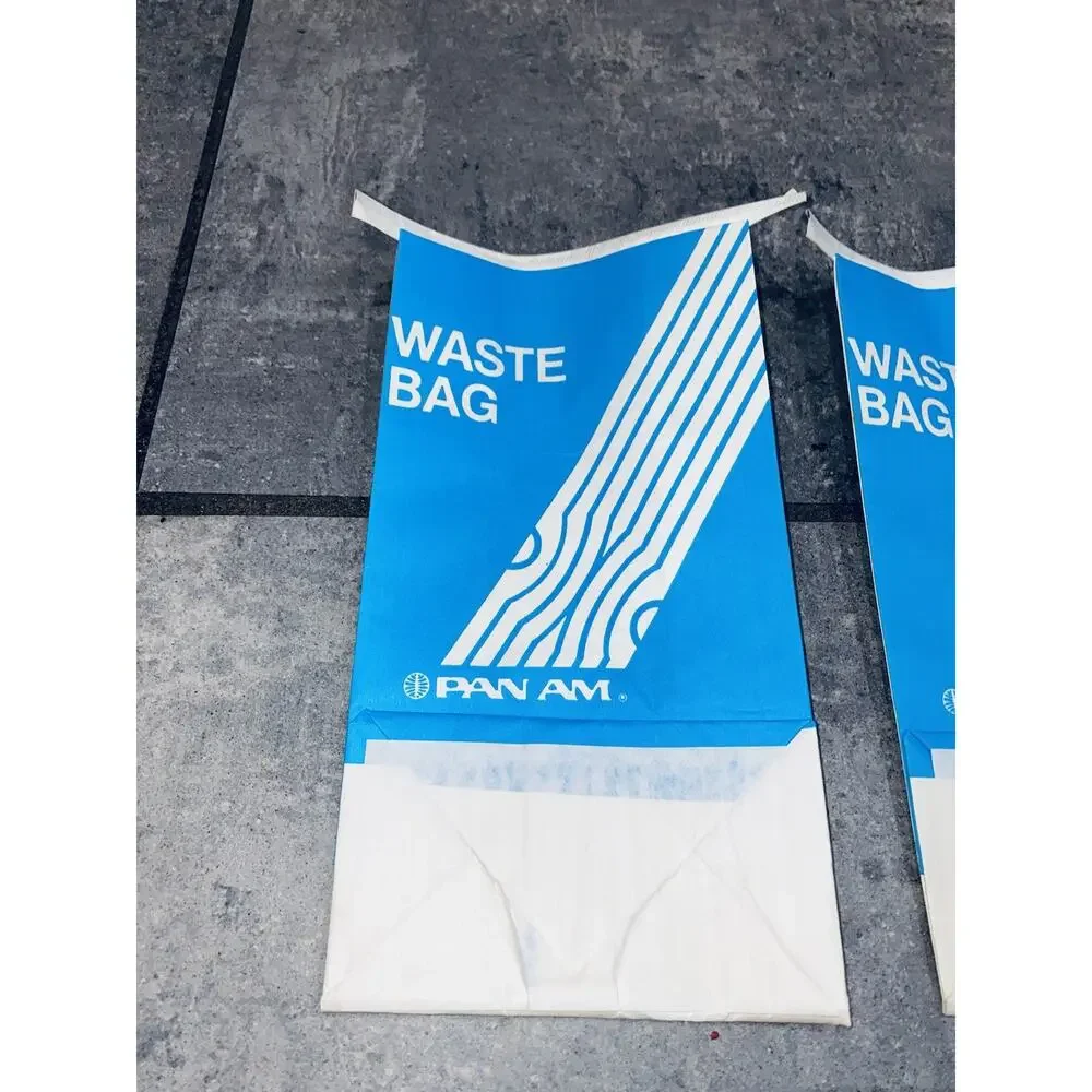 3 Vintage PAN AM Airline paper waste bag new Lot Airplane PANAM Vintage Logo